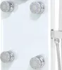 A close-up view of a white shower panel with multiple silver showerheads. Náhľad obrázku produktu