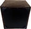The underside of a brown corduroy ottoman with black corner protectors. Produktbild-Vorschau