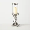 Windlicht Kerzenständer Maseru silber H31 cm Steingut Produktbild-Vorschau 1