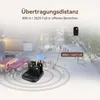 A product marketing image showing a restaurant pager system base with multiple receivers, placed in an outdoor setting with people in the background. Anteprima dell’immagine prodotto