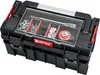 A black tool case with a clear lid, filled with various hardware and tools, presented on a white background. Náhled obrázku produktu