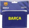 A blue FC Barcelona wallet is displayed on a white background, with its packaging above. Voir les images du produit