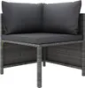 6-tlg. Garten-Lounge-Set mit Kissen Poly Rattan Grau Produktbild-Vorschau 3