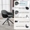 A swivel chair with various features highlighted by text overlays and inset images. Produktbild-Vorschau
