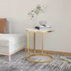 vidaXL Beistelltisch Golden und Weiße Marmor-Optik 45 cm Produktbild-Vorschau 2
