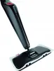 A black steam mop with a white cleaning pad is shown against a white background. Produktbild-Vorschau