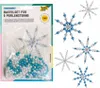 A craft kit for making beaded snowflakes is shown, with the packaging on the left and finished examples on the right. Voir les images du produit