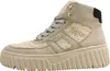 A side view of a beige high-top sneaker with a thick platform sole. Voir les images du produit