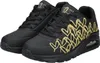 A pair of black SKECHERS UNO women's sports shoes with gold heart detailing. Voir les images du produit