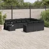 Design 11-tlg. Garten-Sofagarnitur mit Kissen Schwarz Poly Produktbild-Vorschau 1
