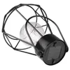 A close-up, angled view of a black metal solar-powered lantern with a clear glass bulb inside, set against a white background. Produktbild-Vorschau