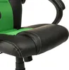 A close-up view of the armrest and seat of a black and green racing-style chair. Anteprima dell’immagine prodotto