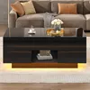 Merax Couchtisch Hochglanz mit LED, höhenverstellbare Produktbild-Vorschau 3
