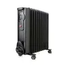 A black oil-filled electric radiator with wheels, shown against a white background. Anteprima dell’immagine prodotto