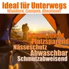 View from inside a tent looking out at a person with a backpack watching a sunset. Produktbild-Vorschau