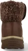 The back view of a brown boot with a knitted cuff. Voir les images du produit