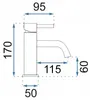 A technical drawing of a faucet with dimensions indicated. Náhled obrázku produktu