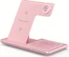 A pink wireless charging stand for multiple devices. Produktbild-Vorschau
