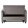 The back of a gray sofa bed with the storage compartment open. Produktbild-Vorschau