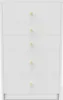 A white dresser with five drawers, each with a gold knob. Produktbild-Vorschau