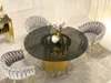 Luxusný jedálenský stôl ACHIM - dymové sklo / zlatý Náhľad obrázku produktu 14