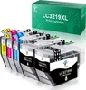 A set of five compatible printer ink cartridges, with a box in the background. Produktbild-Vorschau