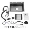 A collection of kitchen sink components laid out on a white background. Podgląd zdjęcia produktu