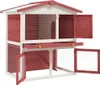 vidaXL Clapier à lapins 3 portes Rouge Bois Voir les images du produit 2