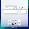 Technical drawing and icons related to a retractable power outlet. Produktbild-Vorschau