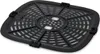 A black air fryer basket with a grid pattern and a central circular area with smaller holes. Produktbild-Vorschau
