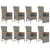 vidaXL 9 tlg. Garten Essgruppe mit Kissen Grau Poly Rattan Produktbild-Vorschau 4