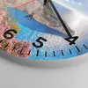 Wanduhr - Rund - Glasuhr - Meer Sommer Blume - 30x30cm - Produktbild-Vorschau 5
