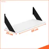 A white shelf with black brackets, shown with dimensions indicated. Náhled obrázku produktu