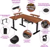 A diagram highlighting the features of an L-shaped standing desk. Produktbild-Vorschau