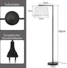 Diagrams and close-ups of a floor lamp's features and dimensions. Produktbild-Vorschau