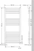 Technical drawing of a radiator with dimensions and specifications. Produktbild-Vorschau