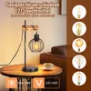 ZMH Tischlampe Schwarz Holz Tischleuchte Vintage Produktbild-Vorschau 2