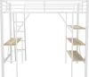 A white metal loft bed with a desk and shelves, shown against a white background. Anteprima dell’immagine prodotto