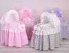 Dockvagn für Puppen Babybett mit Rädern rosa Handgefertigt Produktbild-Vorschau 5