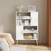 Drewniany regał Yaheetech, regał z 2 drzwiami i 4 otwartymi Podgląd zdjęcia produktu 1