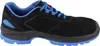 A side view of a black safety shoe with blue accents. Produktbild-Vorschau