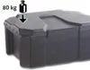 A black plastic box with a weight and arrow indicating a maximum load capacity. Anteprima dell’immagine prodotto