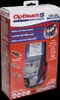The image shows the retail packaging of a battery charger. Voir les images du produit