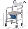 HOMCOM Chaise percée à roulettes - fauteuil roulant percé - Voir les images du produit 5