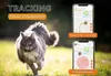 A cat running in a grassy field with two phone screens showing a tracking app. Produktbild-Vorschau