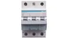 A close-up, front-facing studio shot of a three-pole circuit breaker. Produktbild-Vorschau