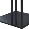 Close-up view of the base of a black metal shelf unit. Produktbild-Vorschau