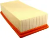A rectangular air filter with pleated paper and an orange rubber frame, shown on a white background. Voir les images du produit