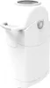 A white diaper pail with a silver rim and handle. Produktbild-Vorschau