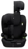 A black child car seat is shown from the front, split down the middle. Produktbild-Vorschau
